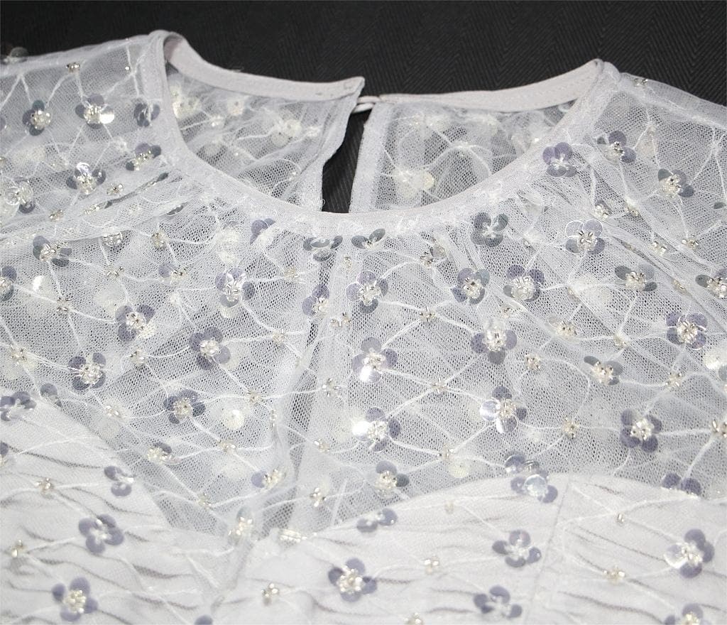 y*m様 セルフポートレイト ティアード ワンピース スパンコール グレー UK