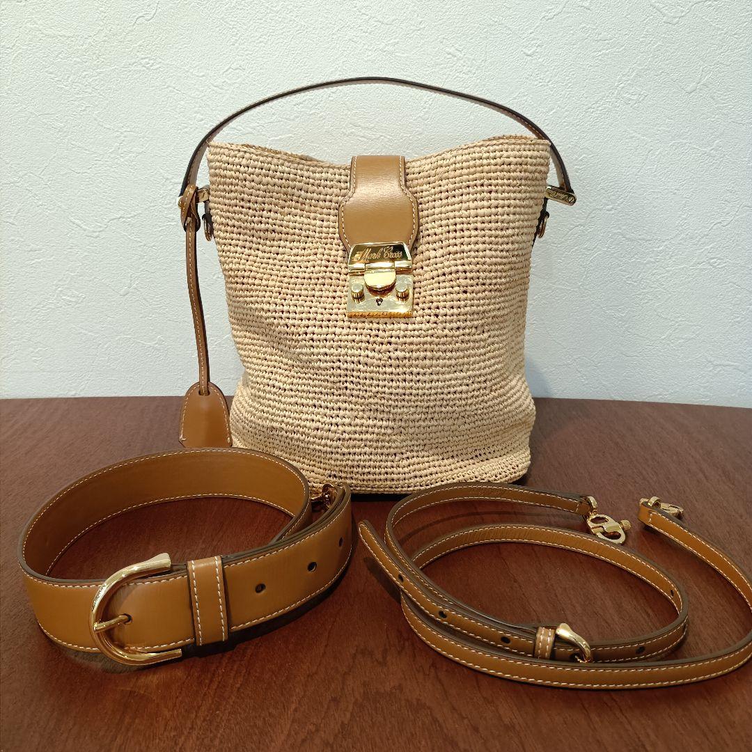 Mark Cross　マーククロス　ストロー バケツ トートバッグ　かごバッグ