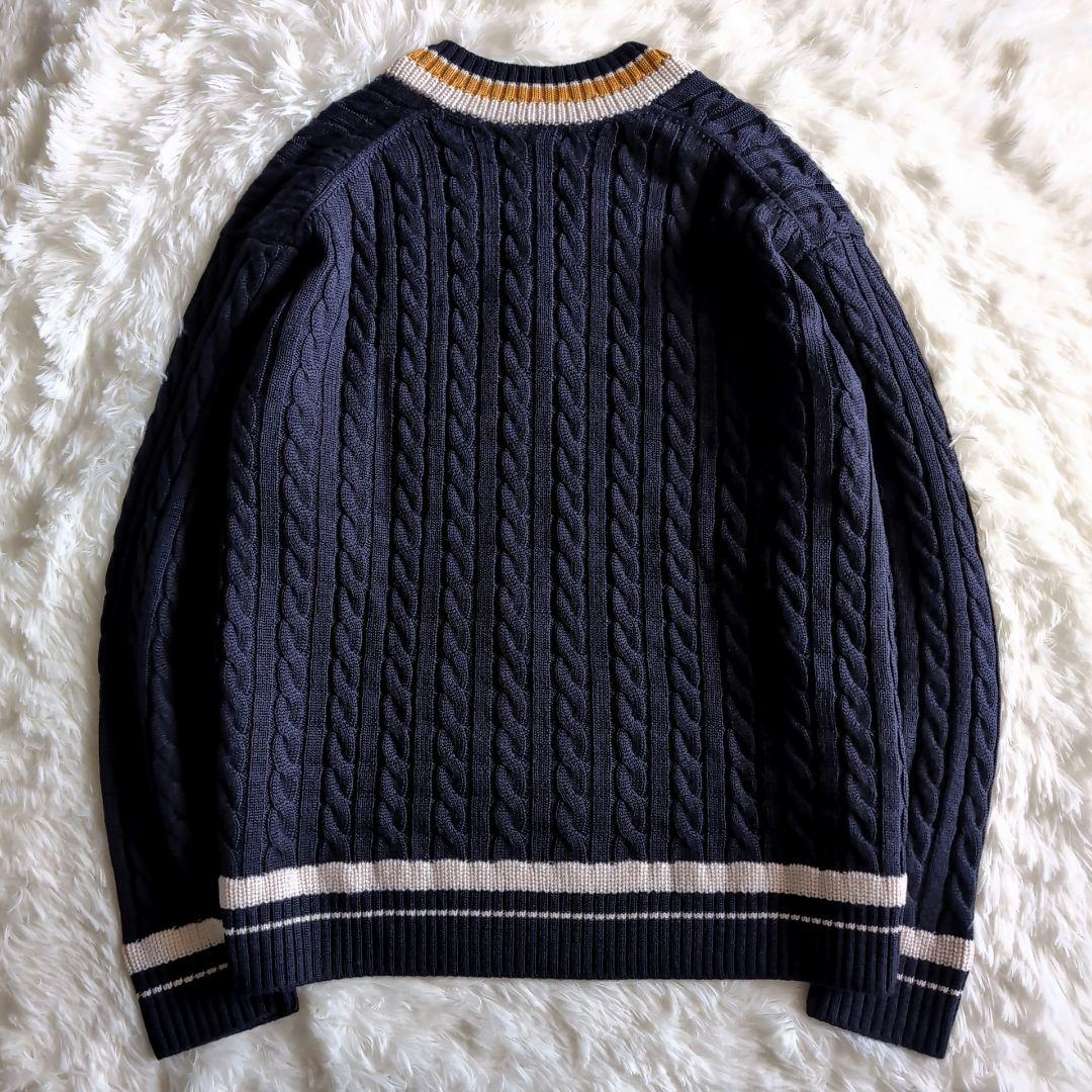 美品 バトナー シップス別注 肉厚ウール ケーブル チルデンニット ネイビー