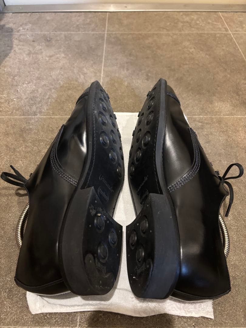 黒 レザー レースアップシューズ