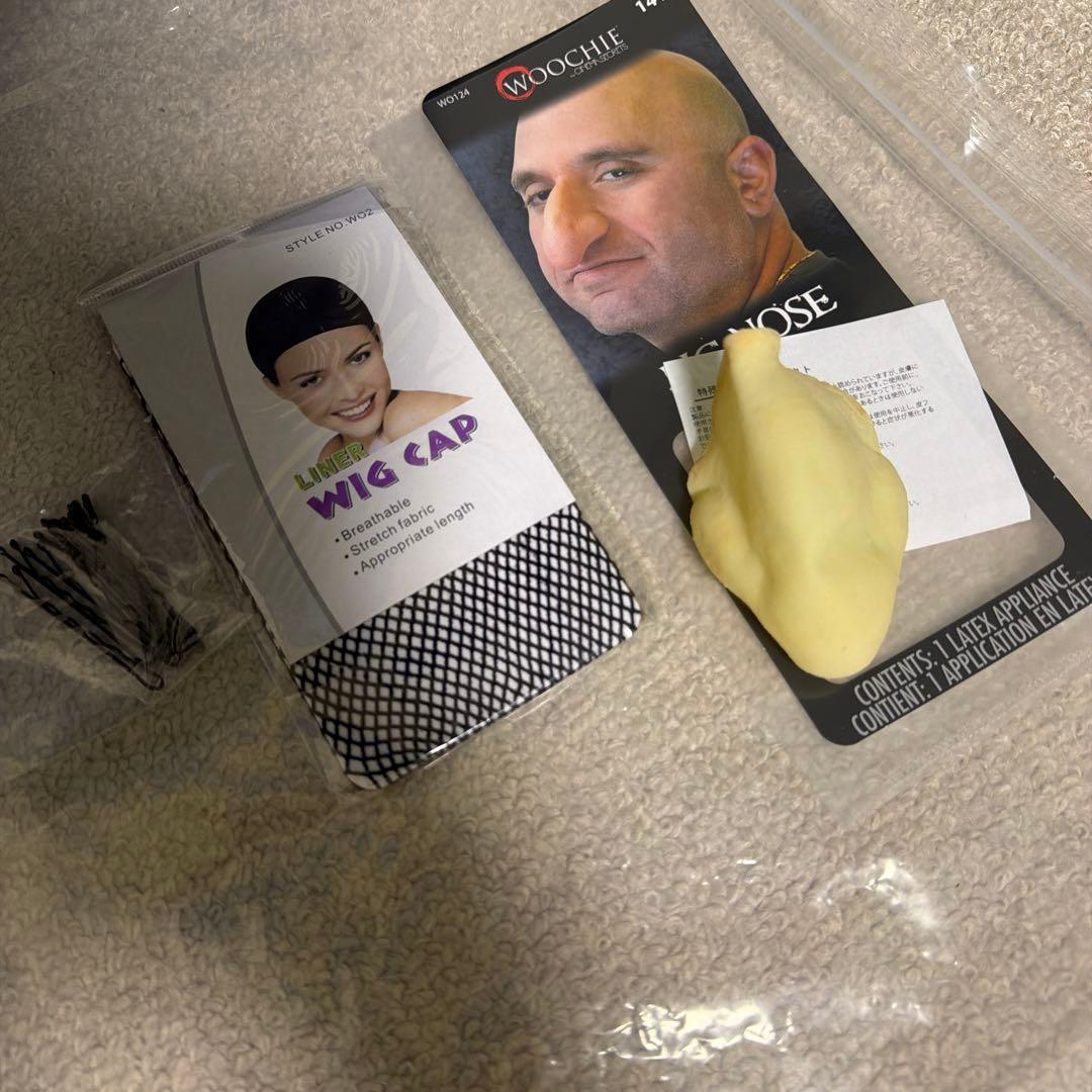 ジブリコスプレ　湯婆婆　青いロングドレスとウィッグ、特殊メイク鼻セット　美品