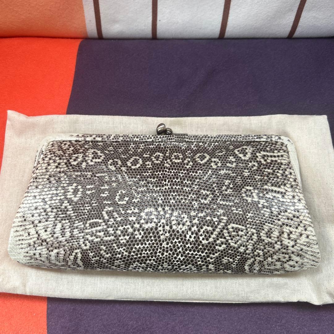 genten直営店限定品トカゲ本革がま口財布