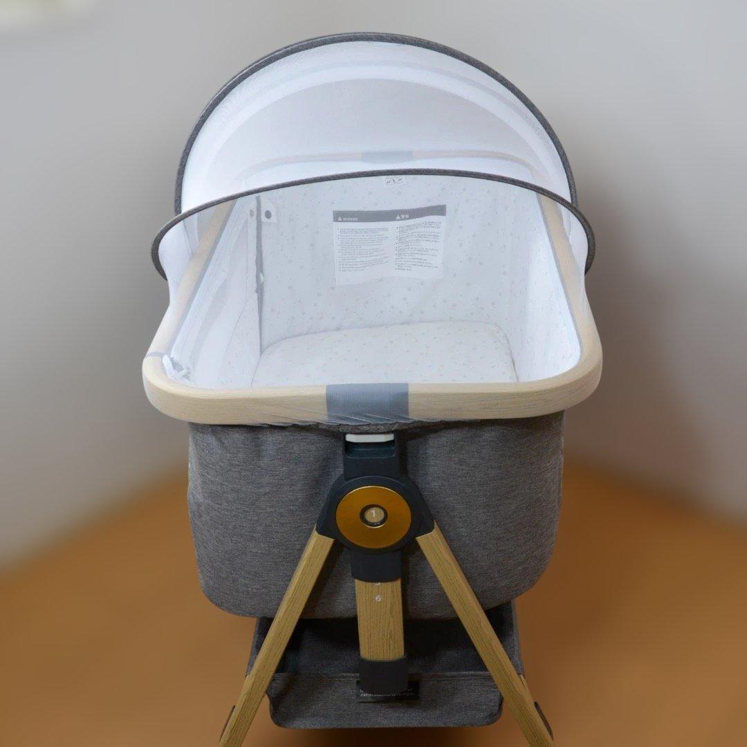 【美品】HZDMJベビーベッド添い寝折りたたみ ハイローベッドグレー