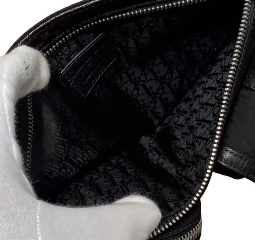 【未使用】ボディバッグ クリスチャンディオール キャンバス レザー シルバー金具