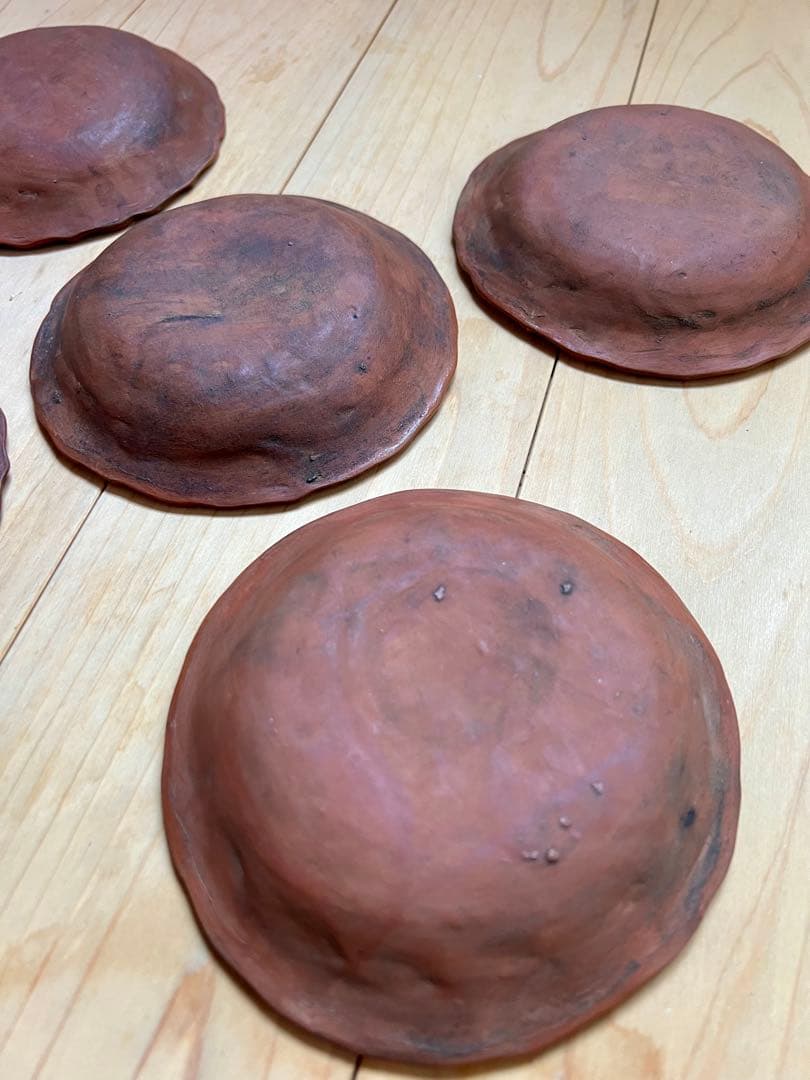 せんべい皿　鯛の図A 5枚セット　絵備前　色備前　備前焼　小皿　アンティーク