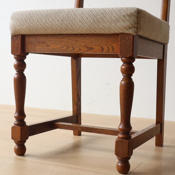 アンティーク 小ぶりなイス 布張り ナラ 木製 古家具 無垢材