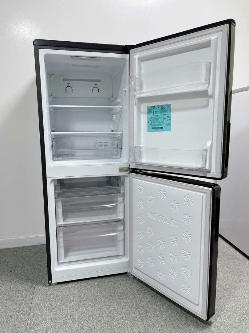 福岡配送、設置込み2022年製Haier JR-NF148CK ブラック冷蔵庫