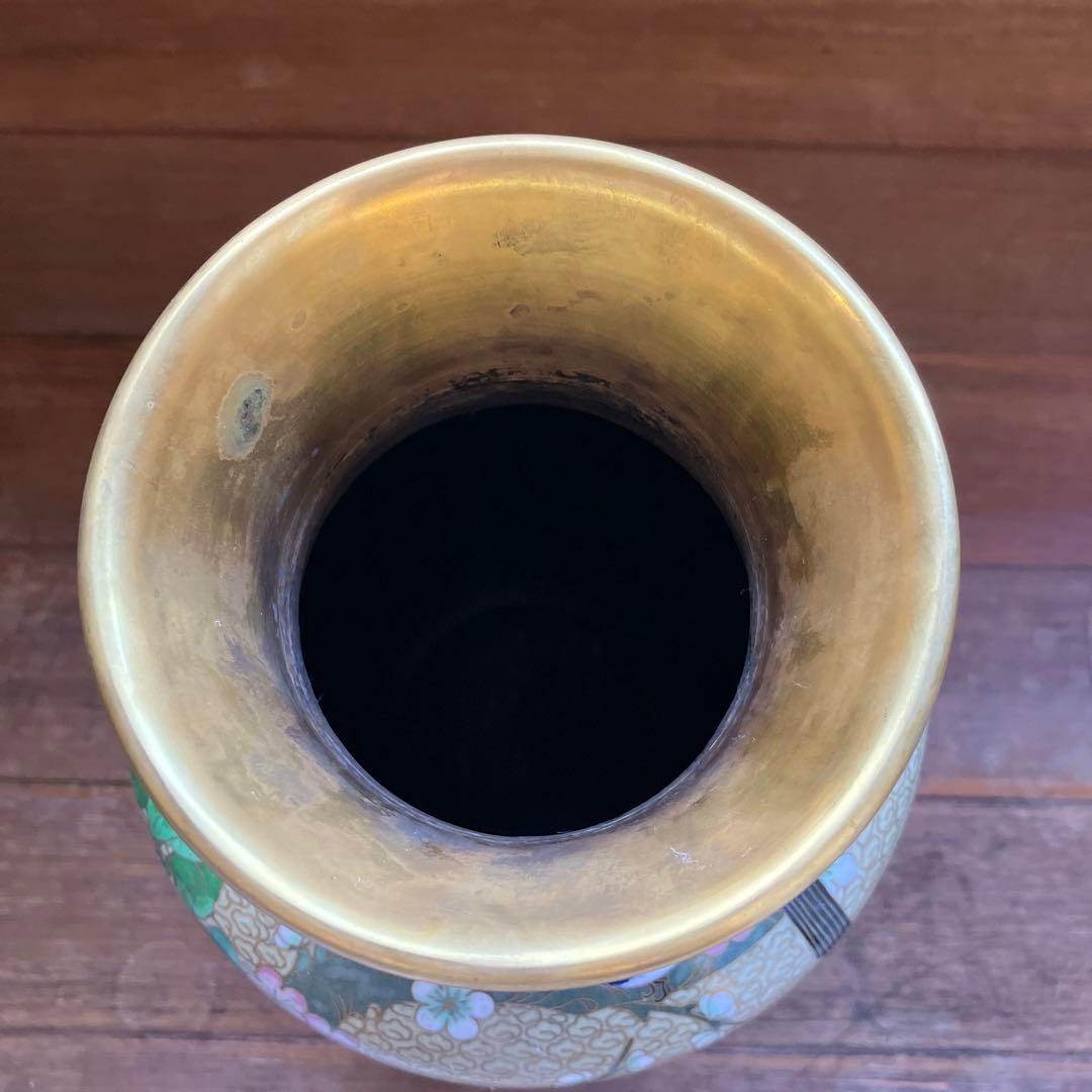 【専用】中国美術 七宝焼 金彩 花鳥図 梅に時鳥 大花瓶 花器 花詰 壺