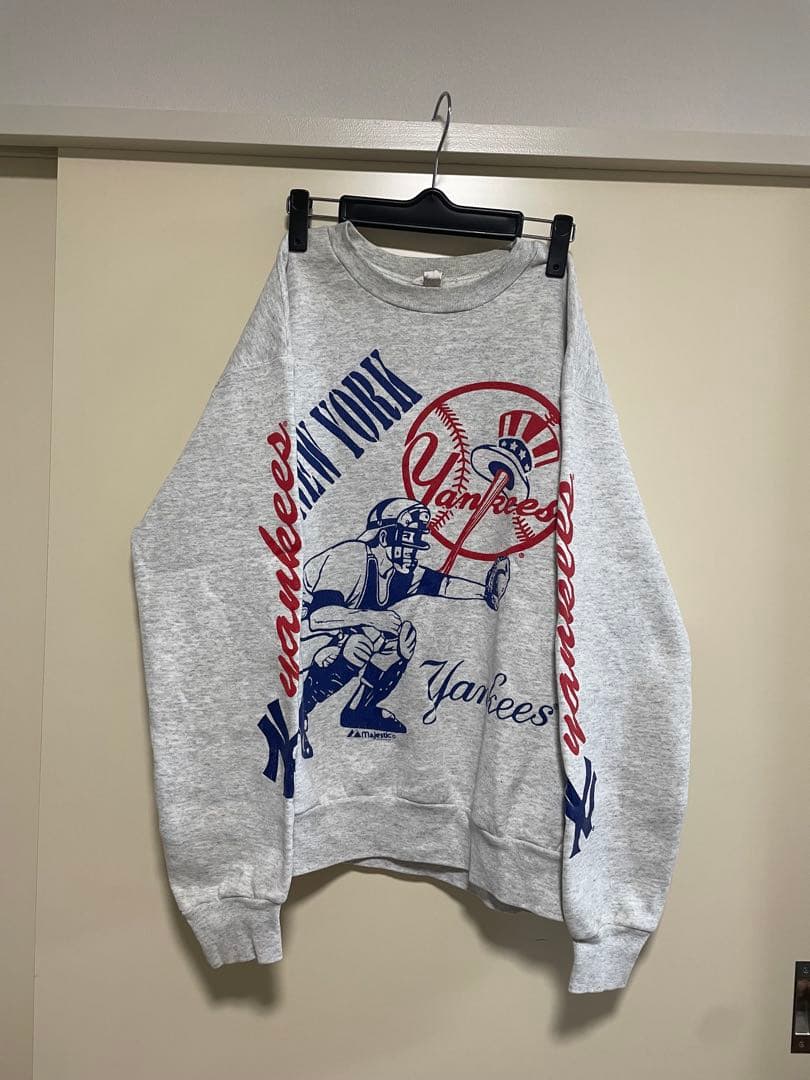 【一点物】USA製 New York Yankees プリントスウェット L