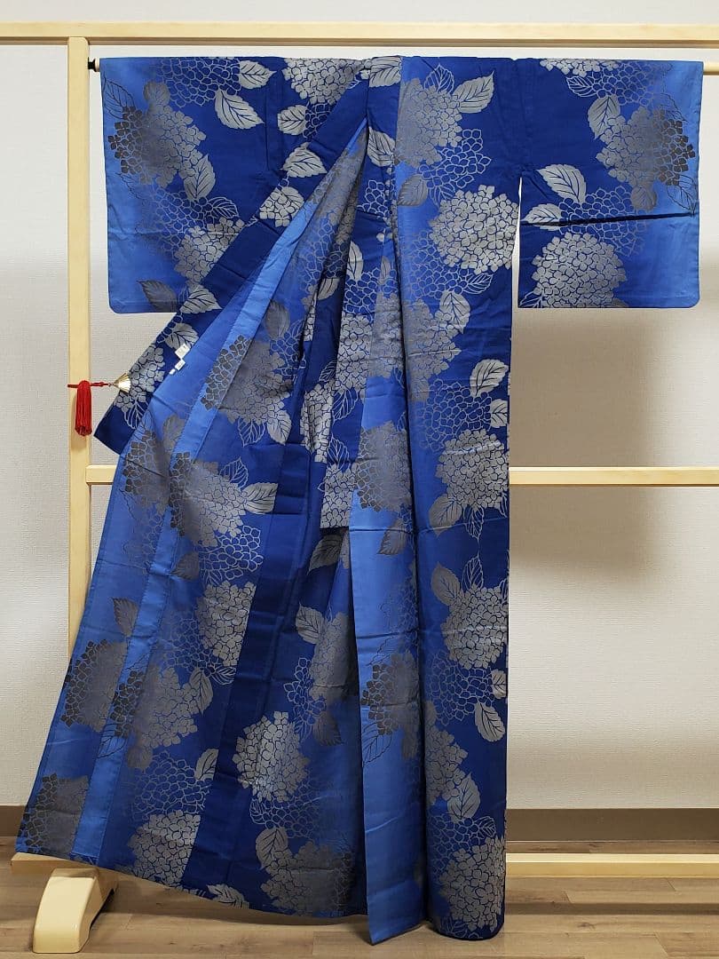 B 竺仙 紫陽花模様 グラデーション 綿 夏物 着物 浴衣・半幅帯 2点セット