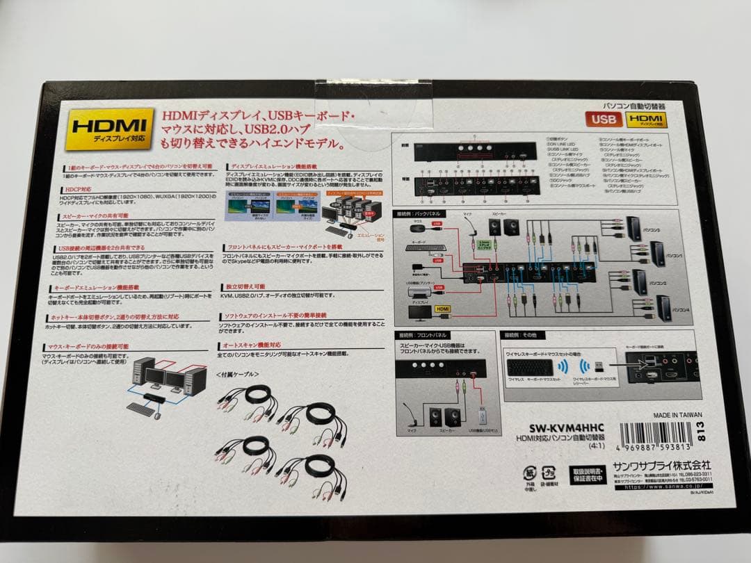 HDMI対応PC自動切替器 4台対応　SW-KVM4HHC