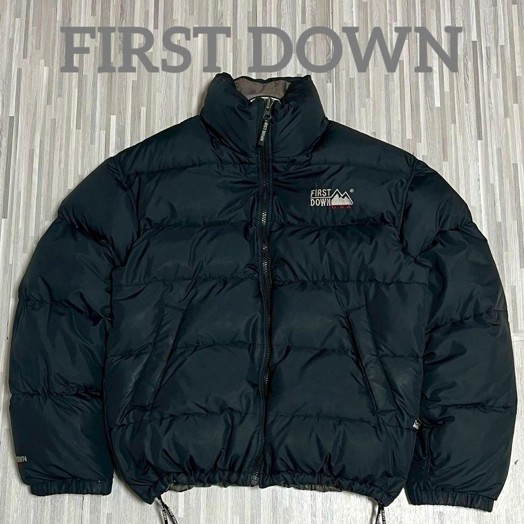 ファーストダウン ダウンジャケット リバーシブル ブラック×ダークグレー LL