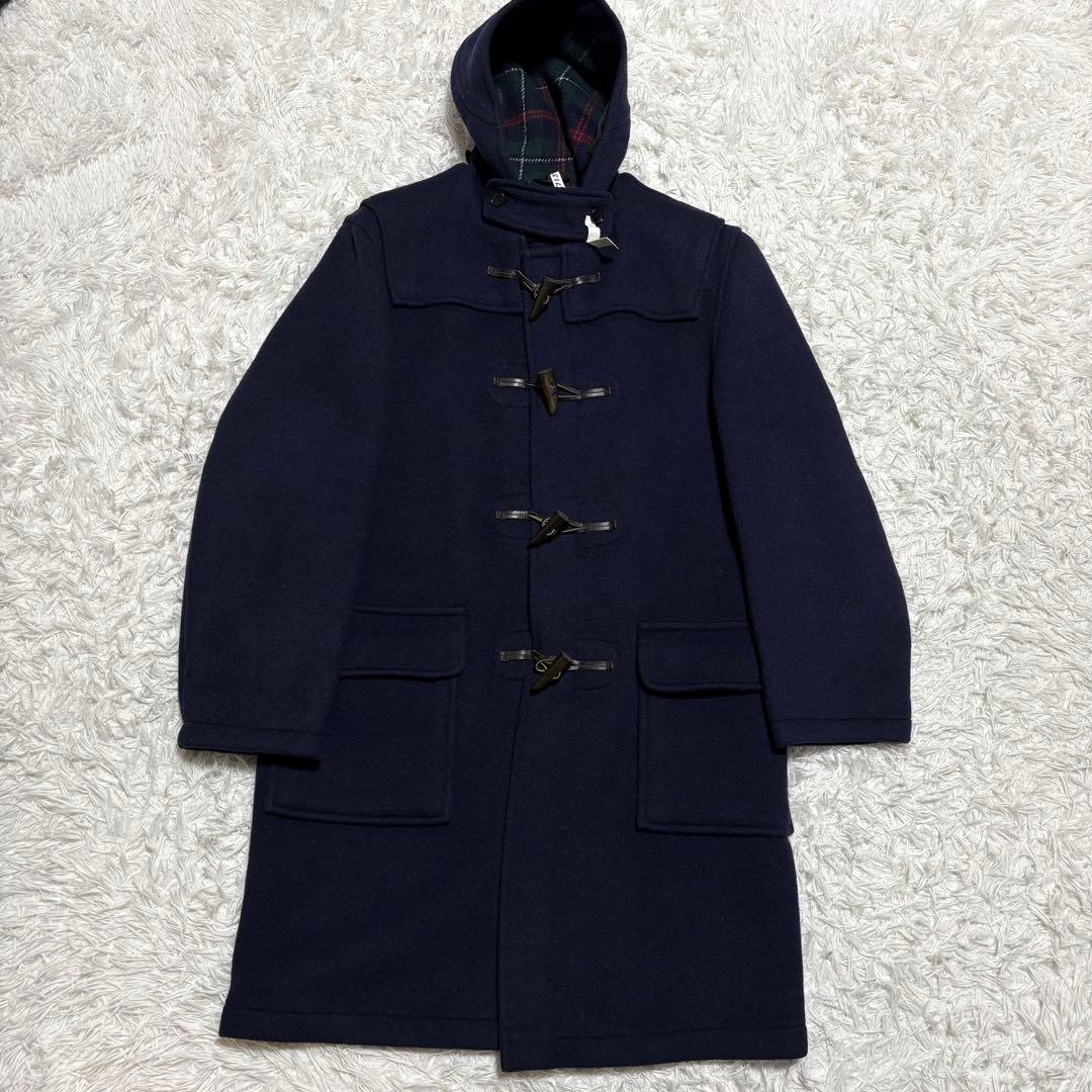 ✨極美品✨グローバーオール ダッフルコート チェック モンティ 英国製 ネイビー