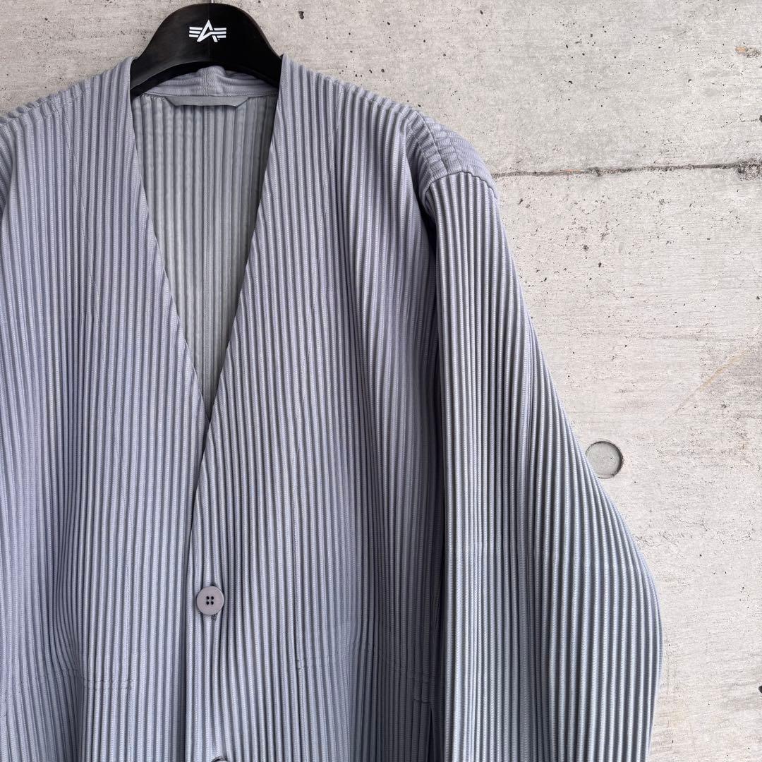 美品 HOMME PLISSE プリーツ ノーカラージャケット L