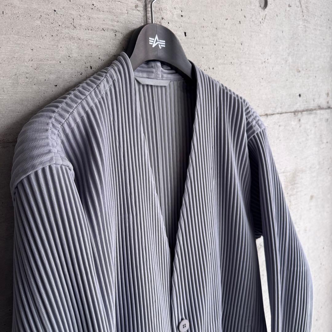 美品 HOMME PLISSE プリーツ ノーカラージャケット L