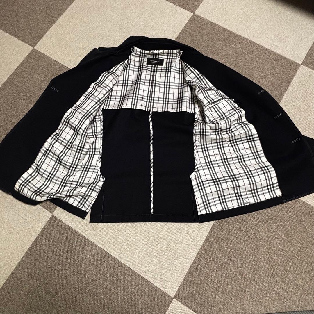 【美品】バーバリーブラックレーベル ノバチェック 銀ボタン ダブル ジャケット
