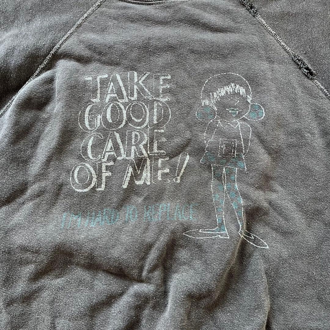 60s vintage sweat ブラック　グッドプリント　半袖スウェット