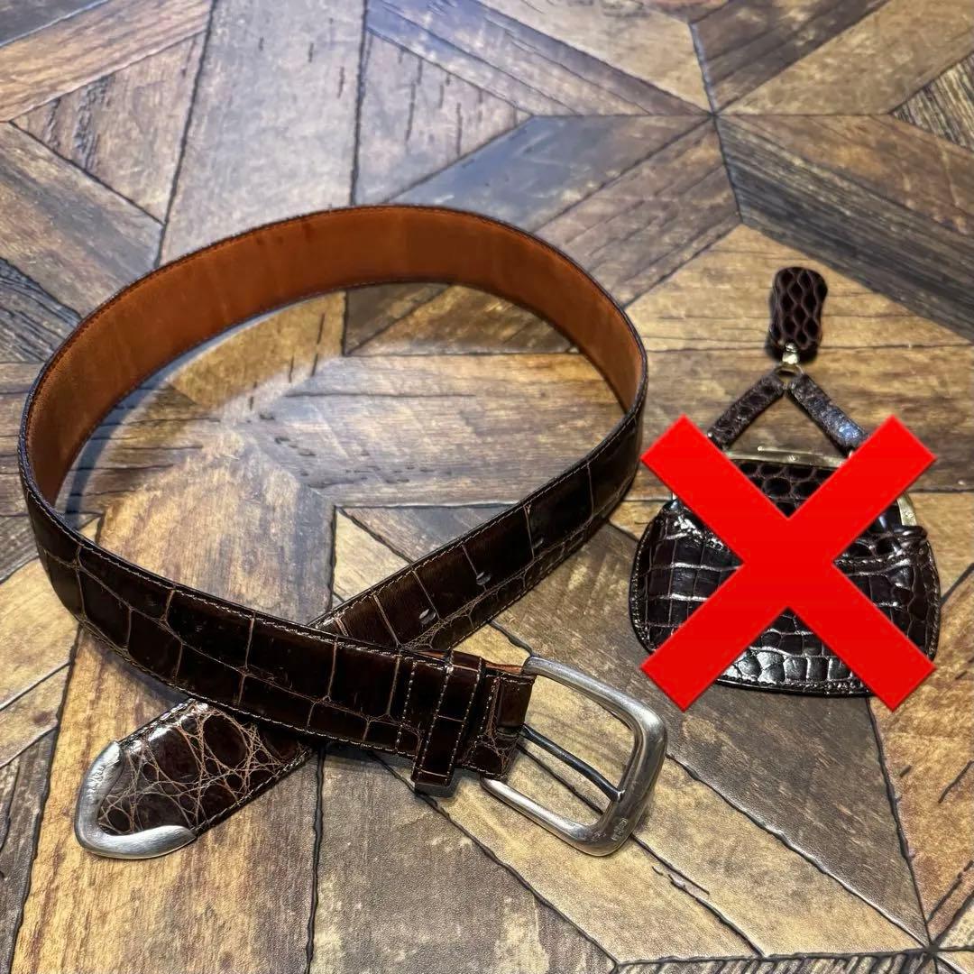 ラルフローレン アリゲーター レザー ベルト シルバー製バックル