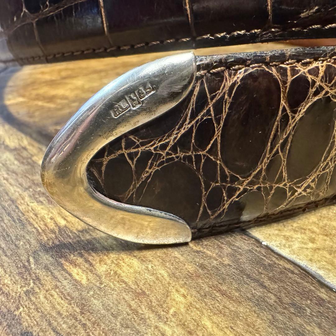 ラルフローレン アリゲーター レザー ベルト シルバー製バックル