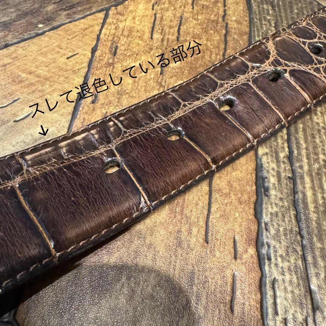 ラルフローレン アリゲーター レザー ベルト シルバー製バックル