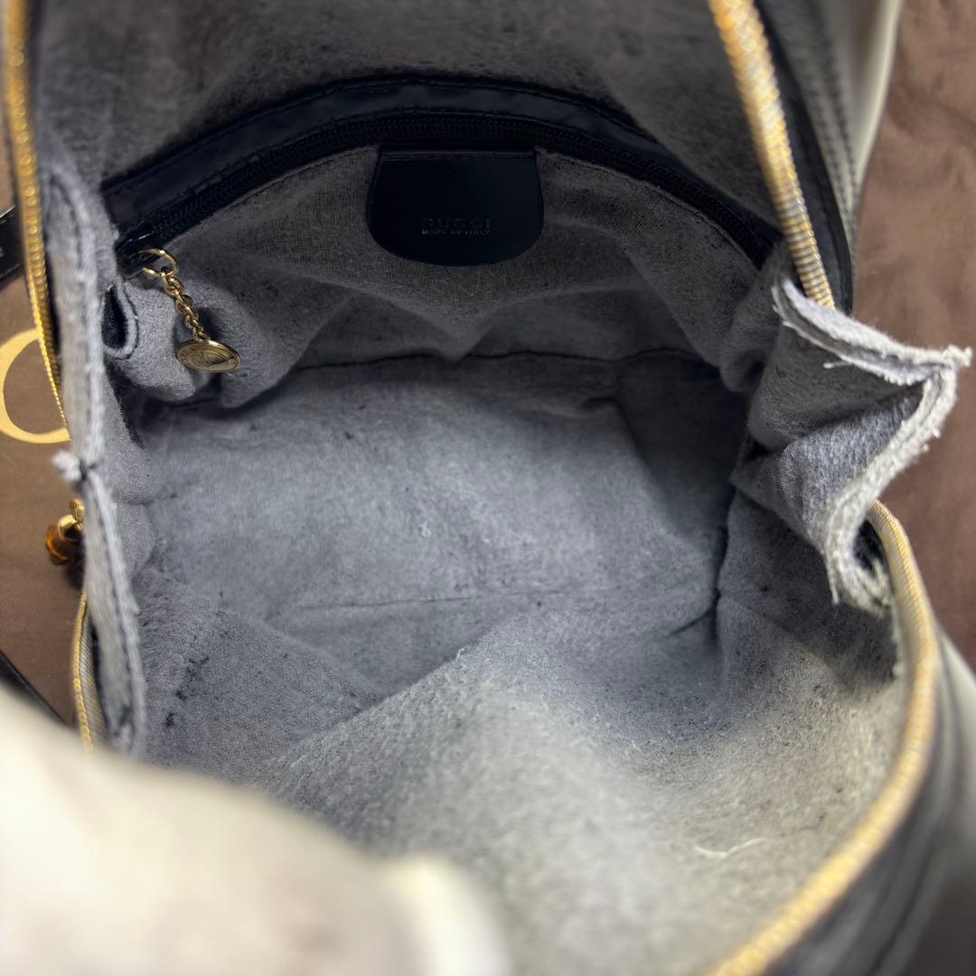 美品　グッチ ボディバッグ バンブー ワンショルダー 斜め掛け レザー ブラック