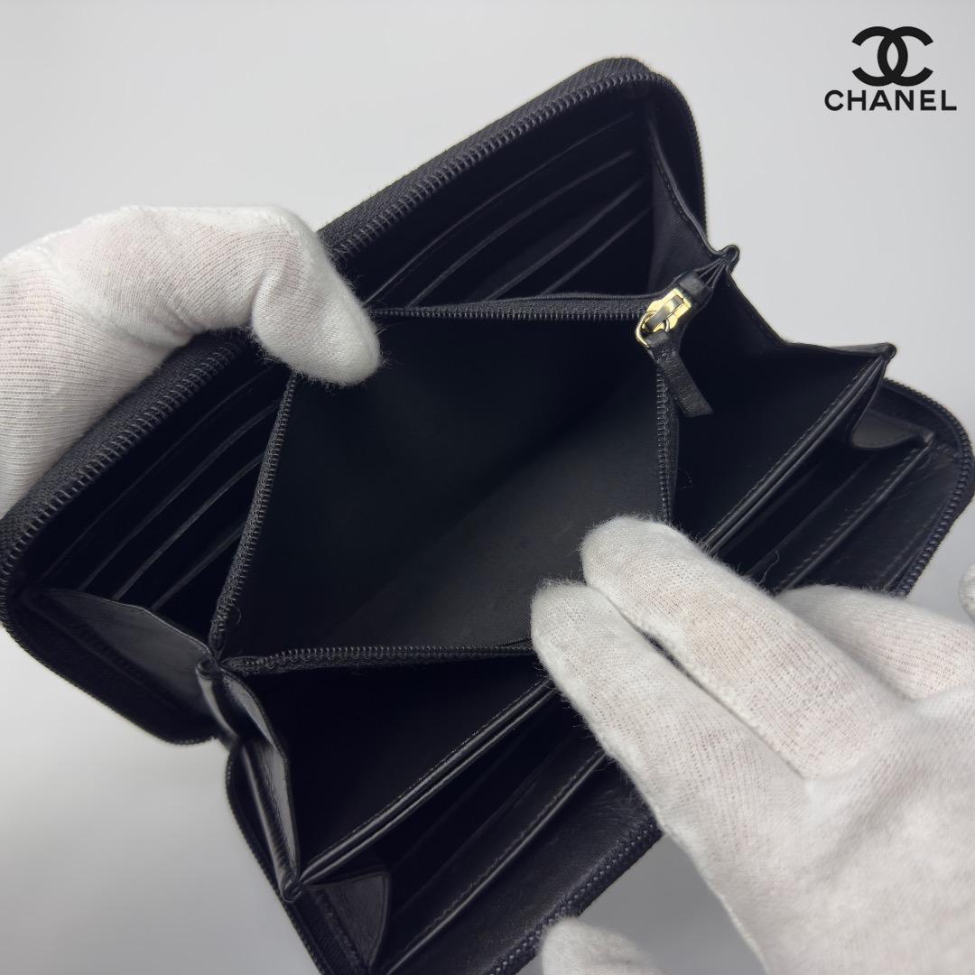 正規品　CHANEL ボーイシャネル　ゴールド金具　ラウンドファスナー　長財布