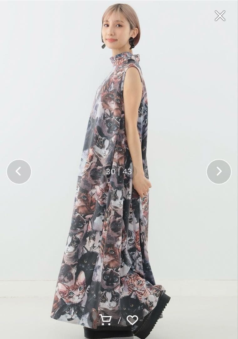 マミタス　mmts x unoaノースリ ワンピース 猫柄スカーフ靴下3点セット