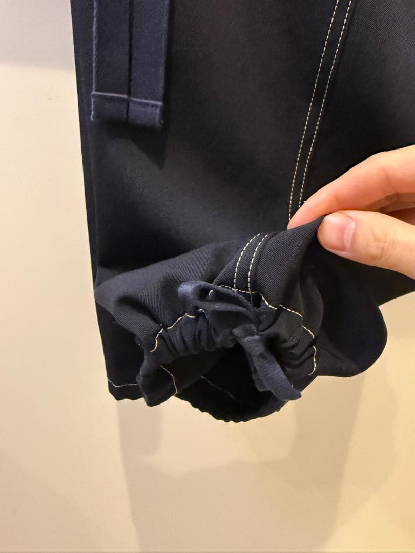 日本製コッキKHOKIウール100%ブラックカーゴパンツ