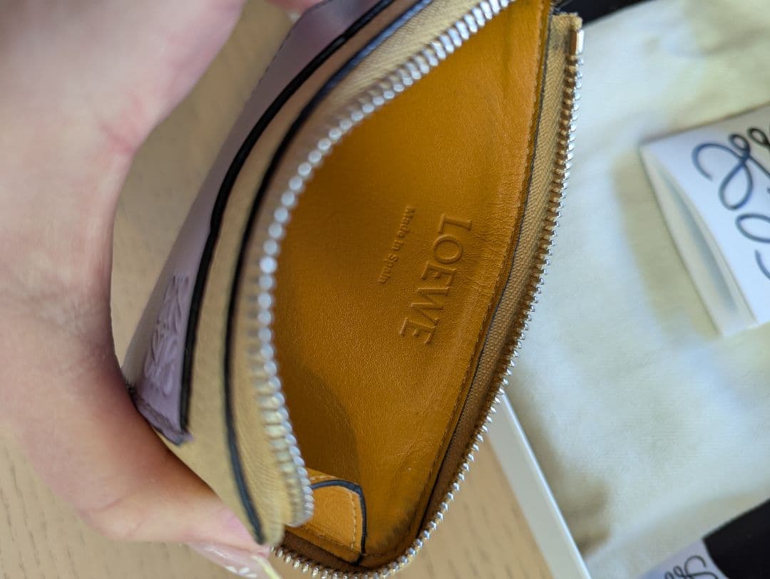 LOEWE レザー カード入れ イエロー/ラベンダー