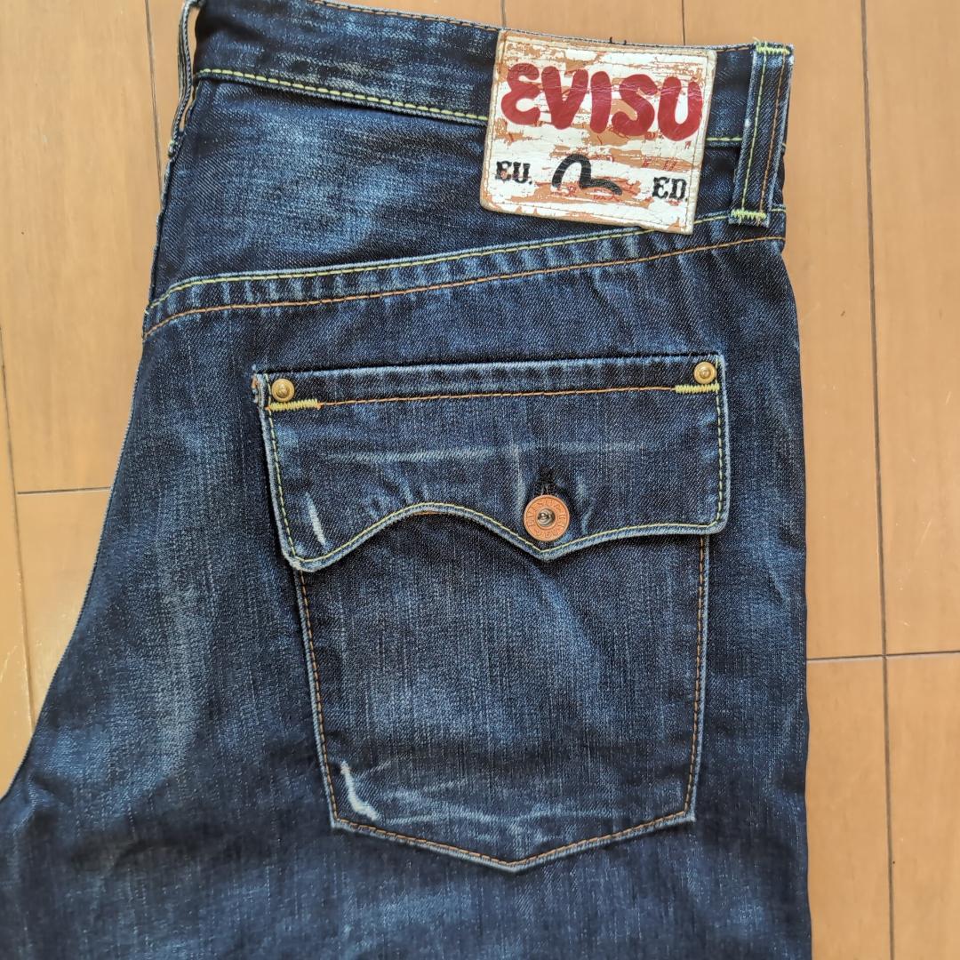 エヴィス EU ED ダメージジーンズ デニム 濃紺 33インチ 13F