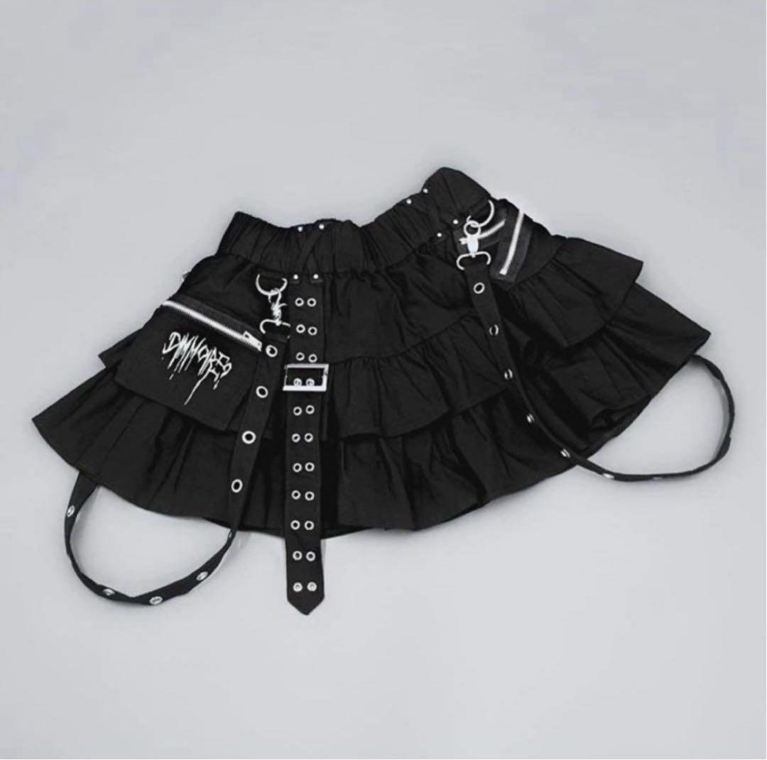 Dimmoire PUNKフリルミニスカート【ブラック】