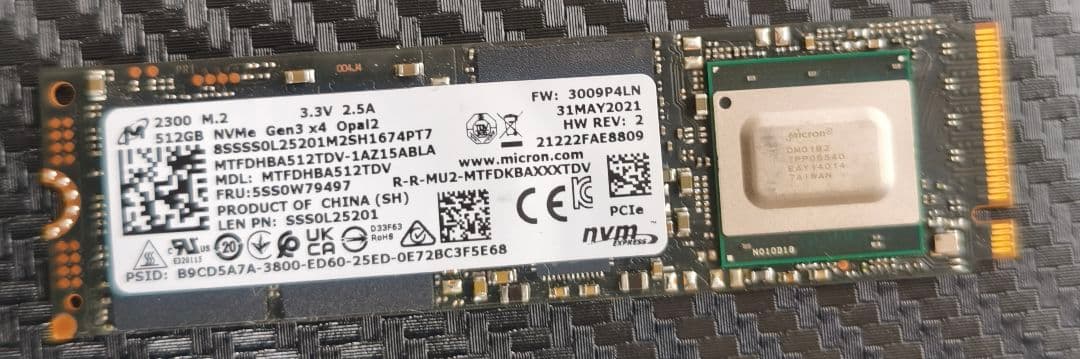 内蔵型SSD 7 Micron MTFDHBA512TDV 512GB SSD