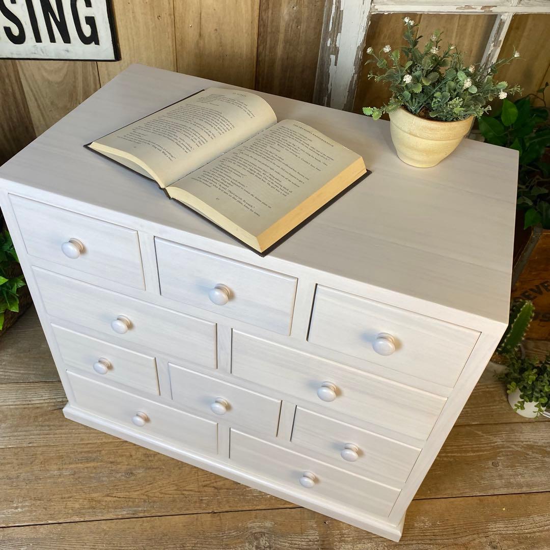 大幅値下げセール中！木製多引き出し桐チェストタンスBホワイト60㎝×53㎝収納