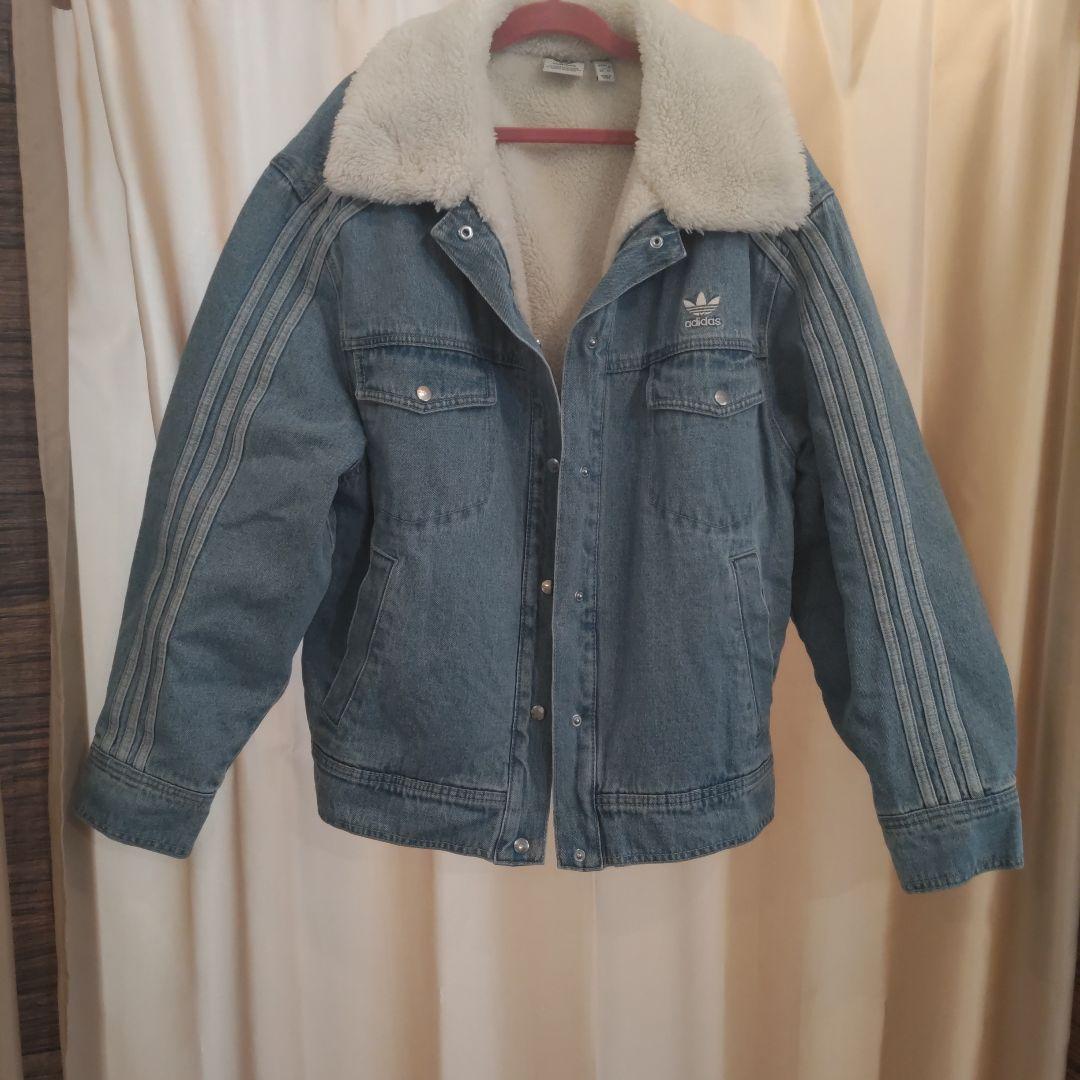 【美品】大きいサイズ＊アディダス ボア 襟付き デニムジャケット XL