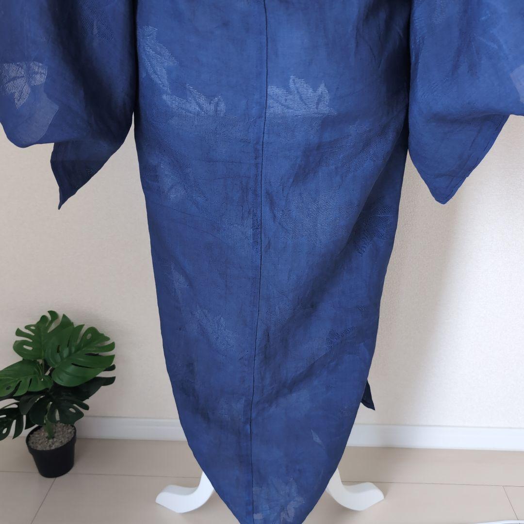 本麻　洗える長襦袢　カラー襦袢　デニムブルー　リサイクル　ka1