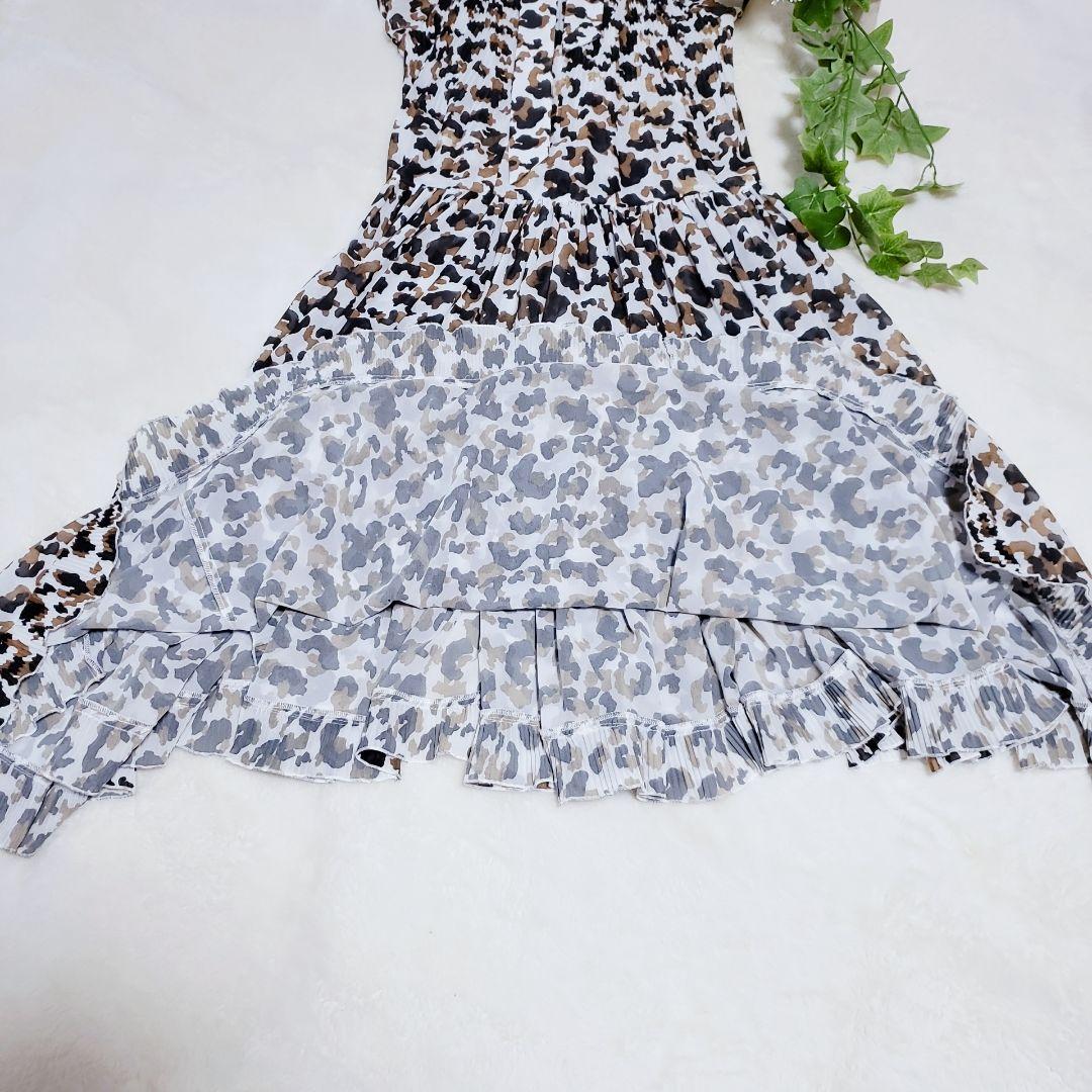 コルコバード ボウタイ シースルー ティアード ロングワンピース 総柄