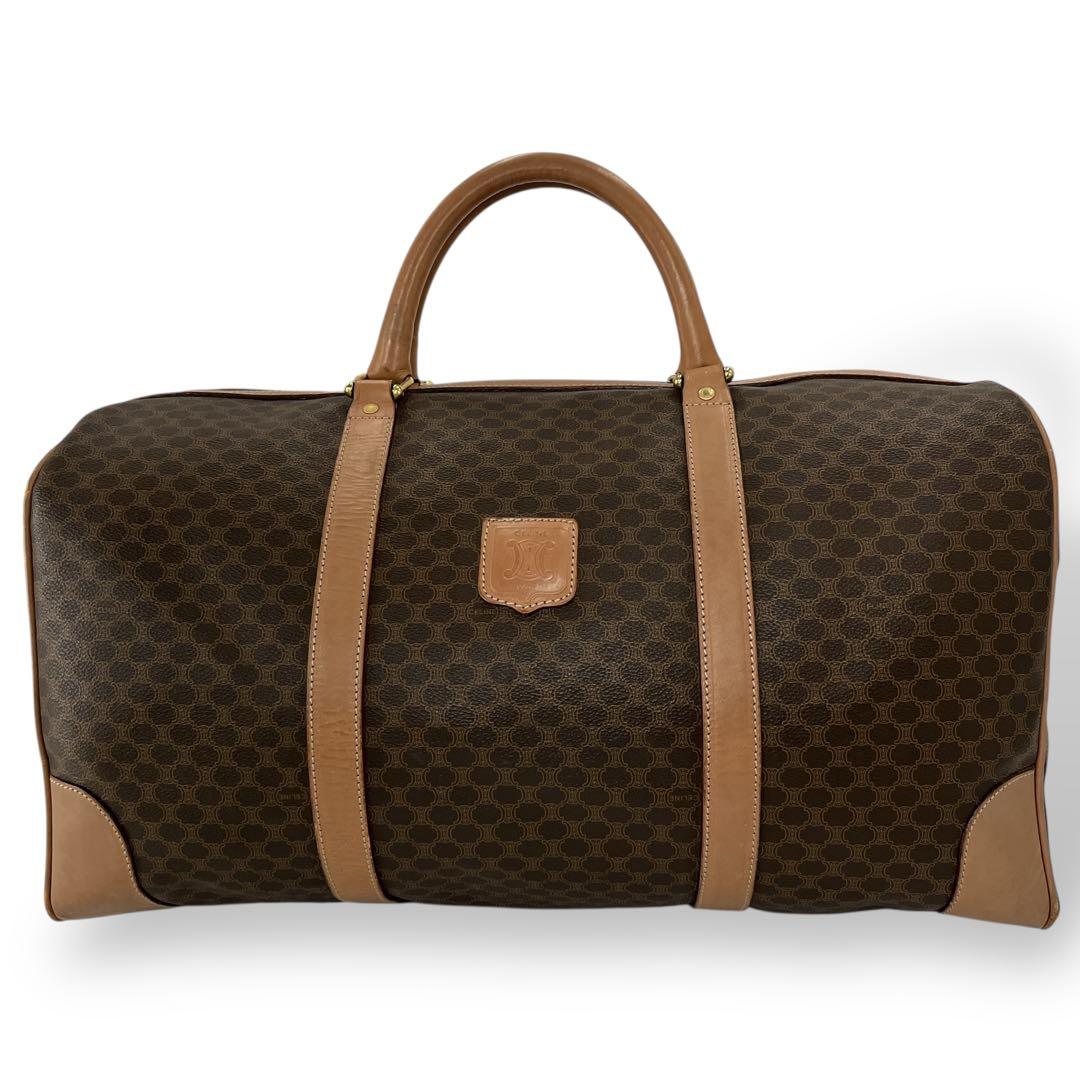 y2k 00s オールド　セリーヌ　ボストンバッグ　マカダム柄　ブラウン　PVC