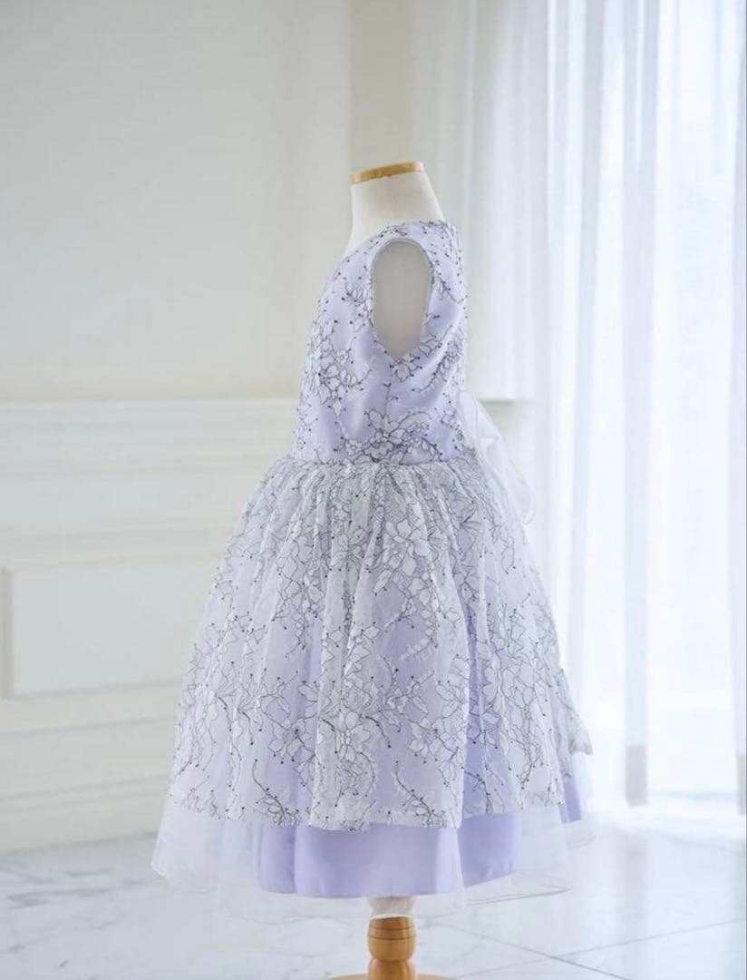 【美品】　薄紫レースドレス 130cm ドレスコ