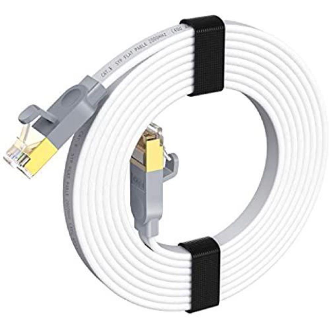 CAT8 LANケーブル 8m FLUKE検証ずみ フラット 超高速カテゴリー