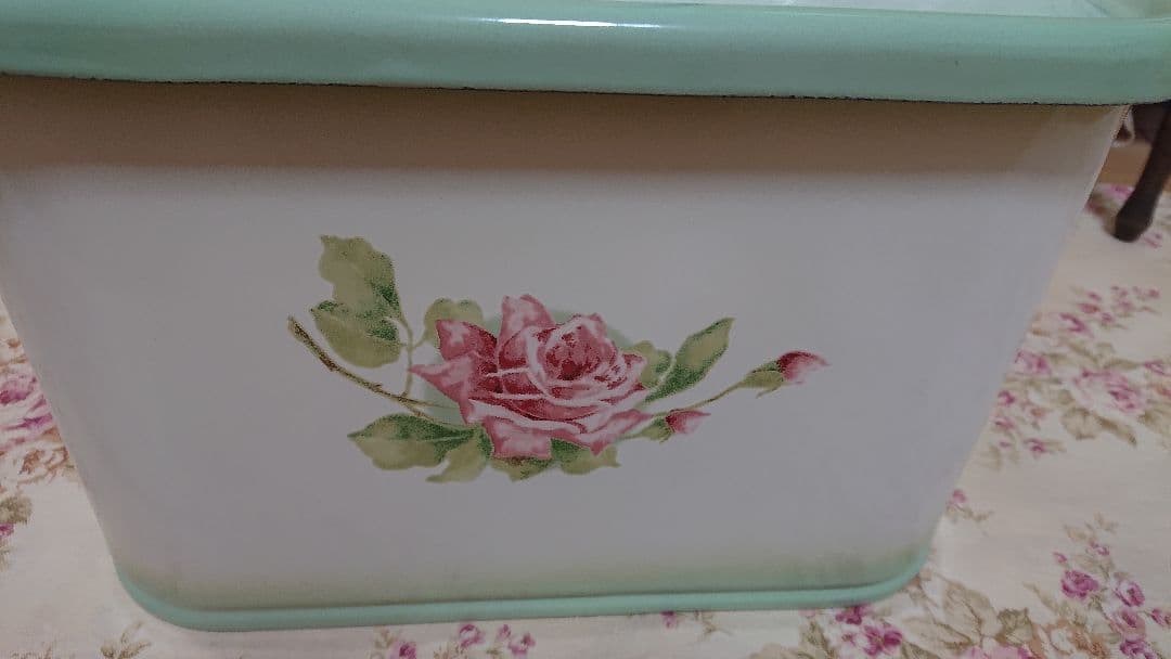 イマン　イマンガーデン　ストッカー　Imane 花柄　　グリーン　ホーロー