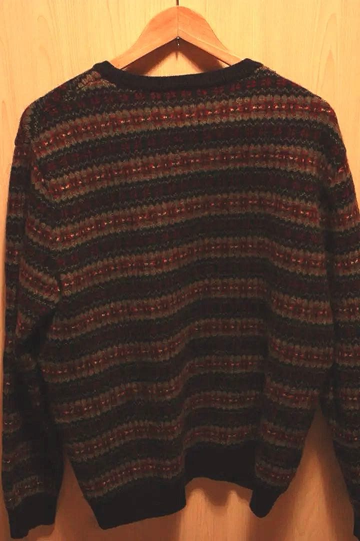 ポロラルフローレン カシミヤ混 フェアアイル ニット L 紺 総柄 セーター