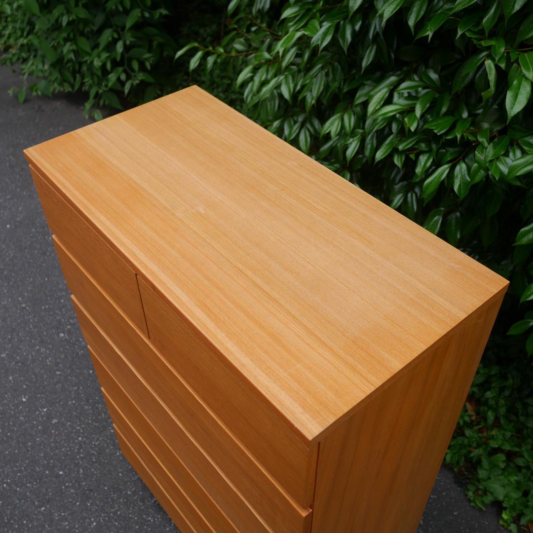 【廃盤】無印良品 MUJI 6段 チェスト 脚付き タモ材 引出し収納 洋タンス