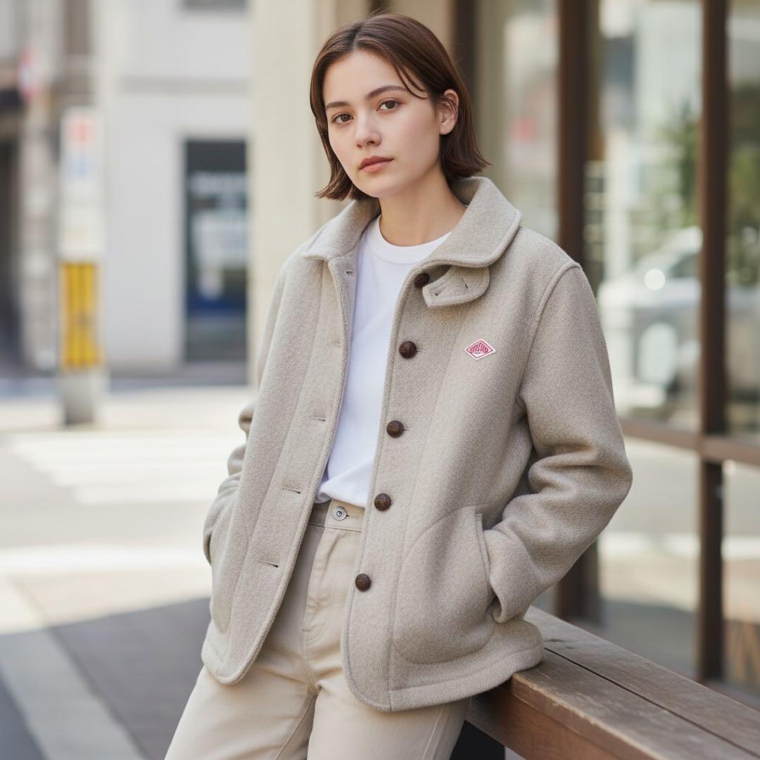 DANTON ダントン ウールモッサコート 36サイズ 丸襟 JD-8243