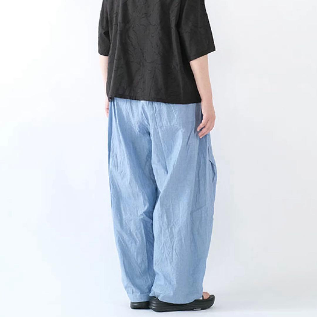 manna１度着用の美品⭐︎ミズイロインド シャンブレーワイドカーゴパンツ