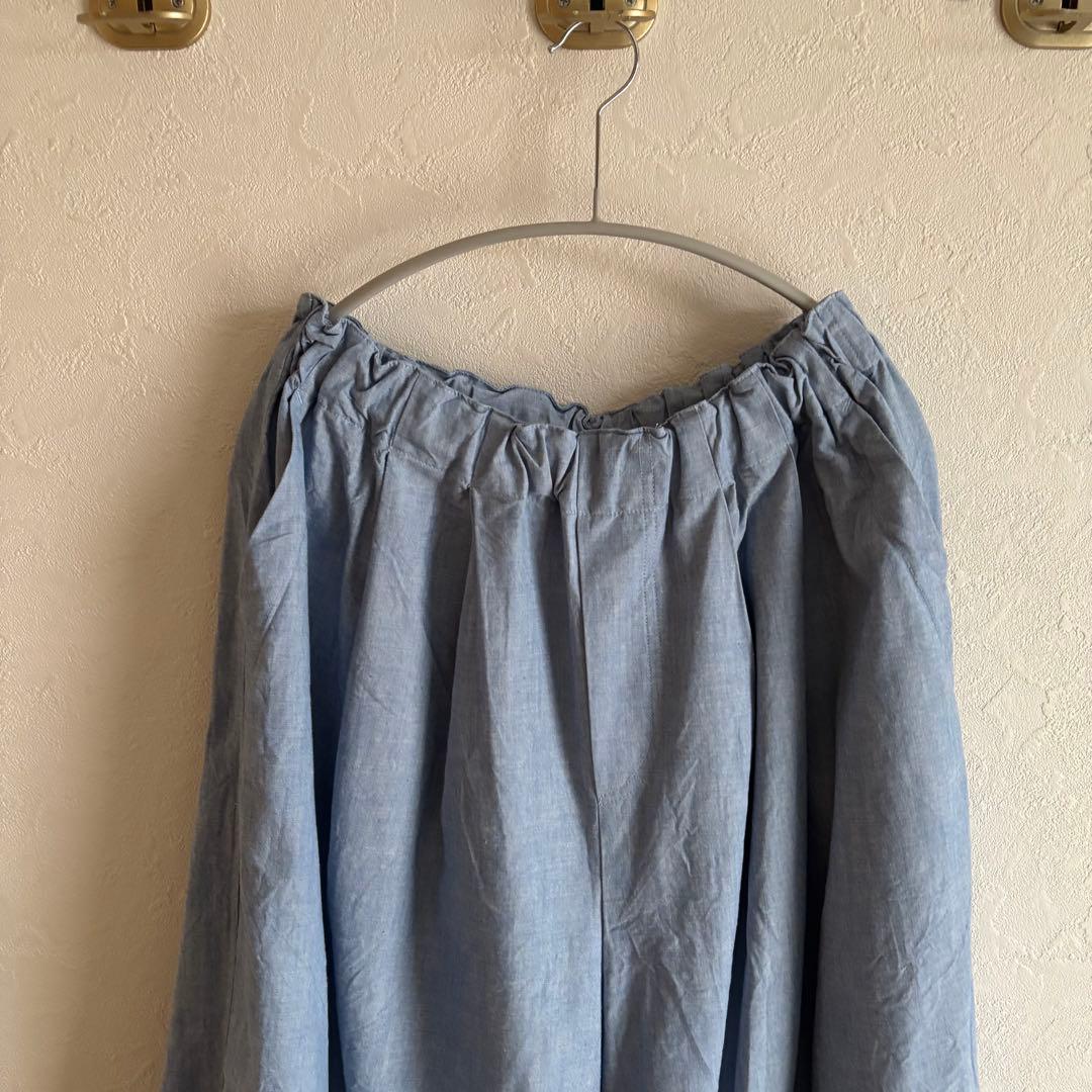 manna１度着用の美品⭐︎ミズイロインド シャンブレーワイドカーゴパンツ