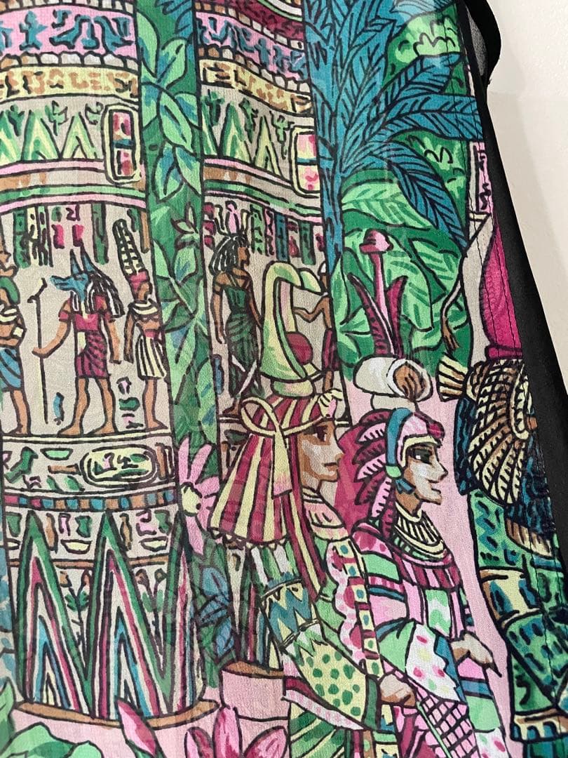 トクコプルミエブォルエジプト風柄シフォン風ノースリーブチュニック