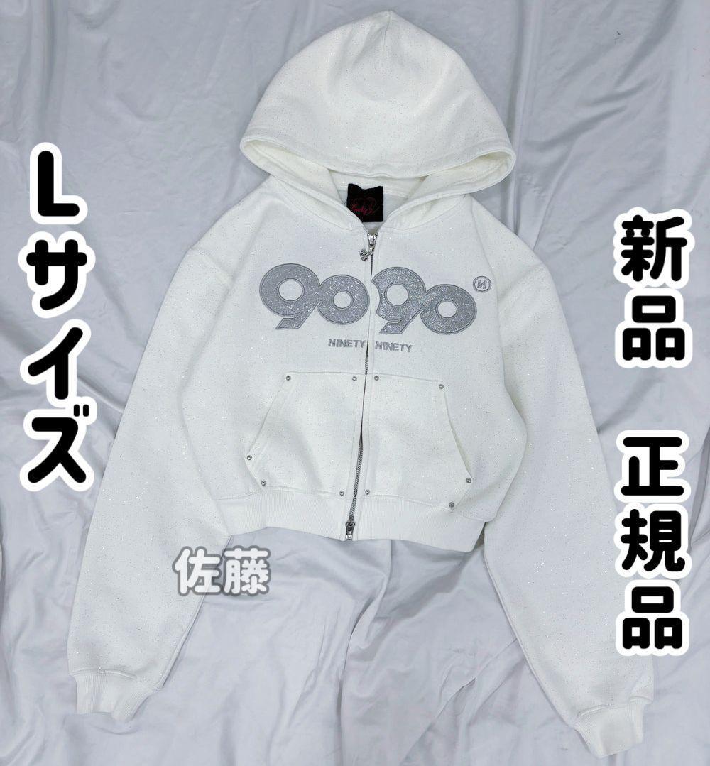 ラメ　白　Lサイズ　OG Logo Glitter Zip Hoodie　Y2K