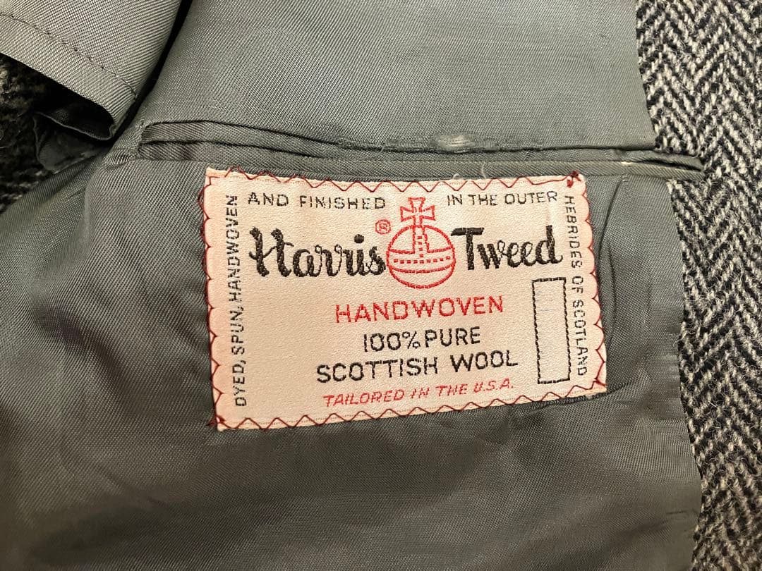 60-70s USA Harris Tweed ヘリンボーン ツイードジャケット