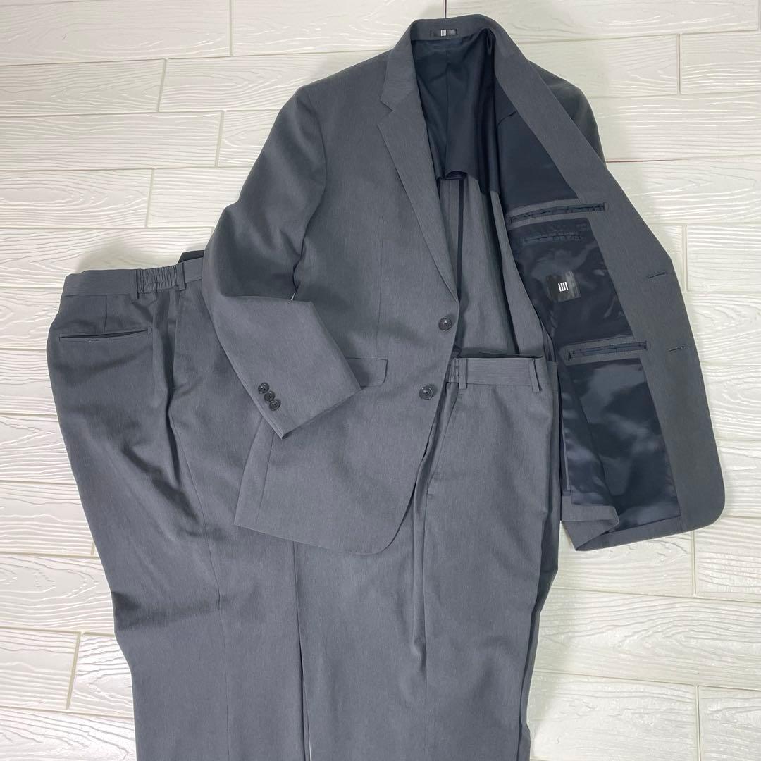 スーツセレクト　メンズ　4S スーツ　セットアップ　グレー　AB7 パンツ2本
