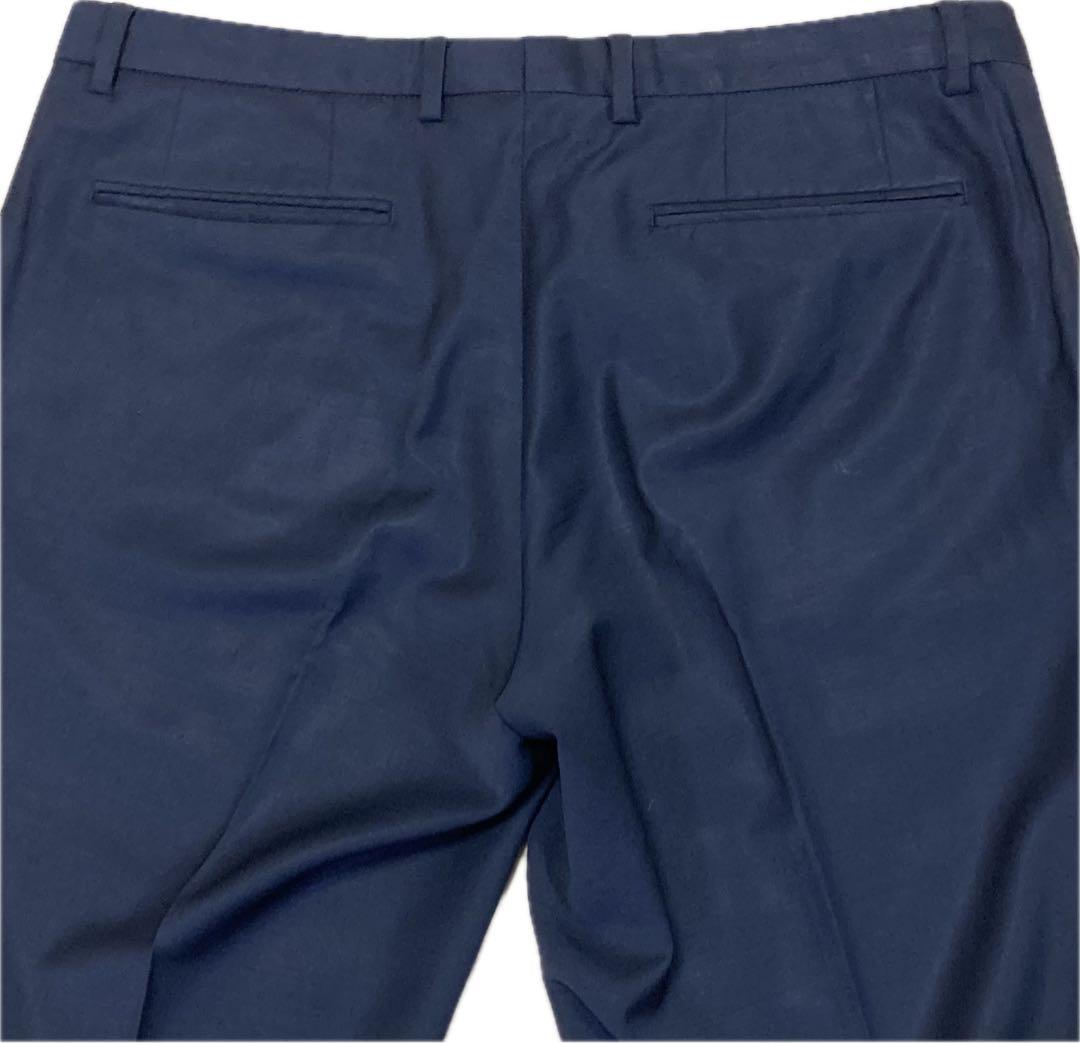 美品★ヒューゴボス♂ストレッチウールシングル2Bスーツ★微光沢濃紺